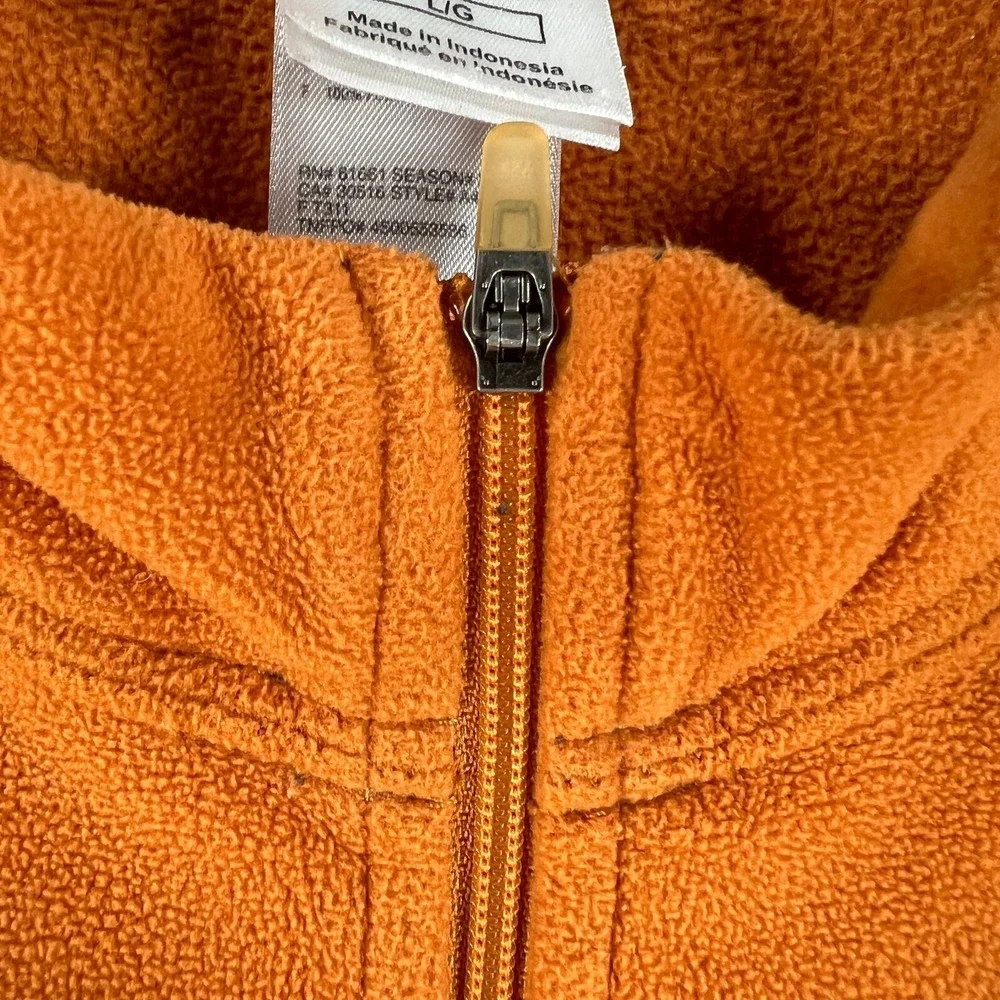 The North Face Mens Sweatshirt Large Orange Long Sleeve 1/4 Zip Mock Neck Fleece